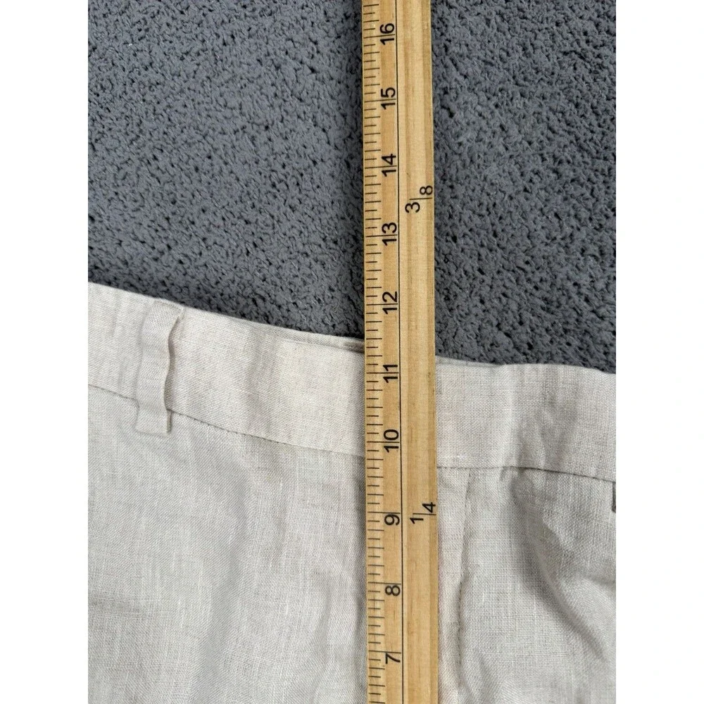 H&M Pants Mens 33x28 Beige 100% Linen Slim Straight Leg Lightweight Dress